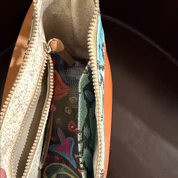 Consuela Vibrant Orange and Aqua Clutch - Picture 3 of 3